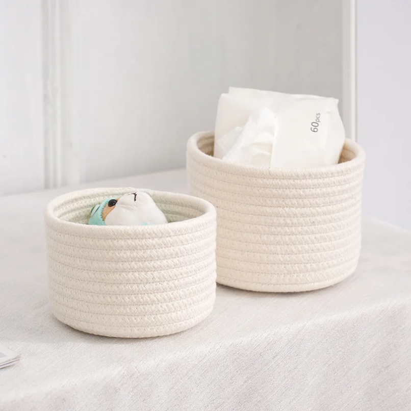 Baby Clothing Basket - Handmade Woven Cotton Rope Woven Storage
